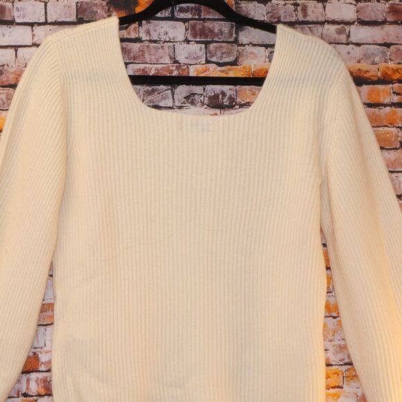 Madewell Sweaters - SoftWool Square-Neck Pullover Sweater Sz Large Item NT585 Heather Cloud